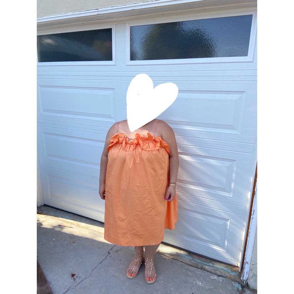 Orange Plus size flounce ruffle dress